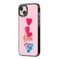 Love bubble balloon iPhone 14 Plus Black Impact Case Side Angle on Silver phone