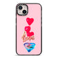 Love bubble balloon iPhone 14 Plus Black Impact Case on Silver phone