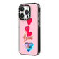 Love bubble balloon iPhone 14 Pro Black Impact Case Side Angle on Silver phone