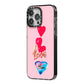 Love bubble balloon iPhone 14 Pro Max Black Impact Case Side Angle on Silver phone