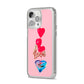 Love bubble balloon iPhone 14 Pro Max Clear Tough Case Silver Angled Image