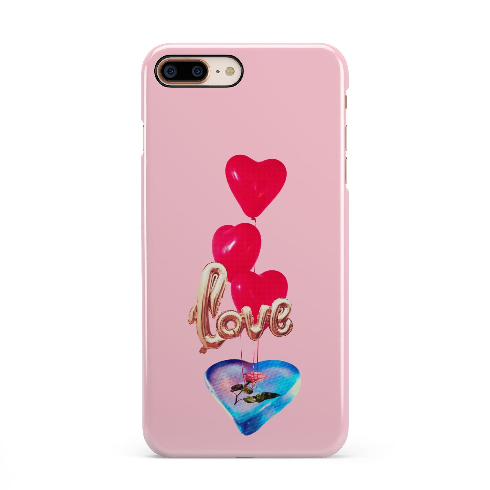 Love bubble balloon iPhone 8 Plus 3D Snap Case on Gold Phone