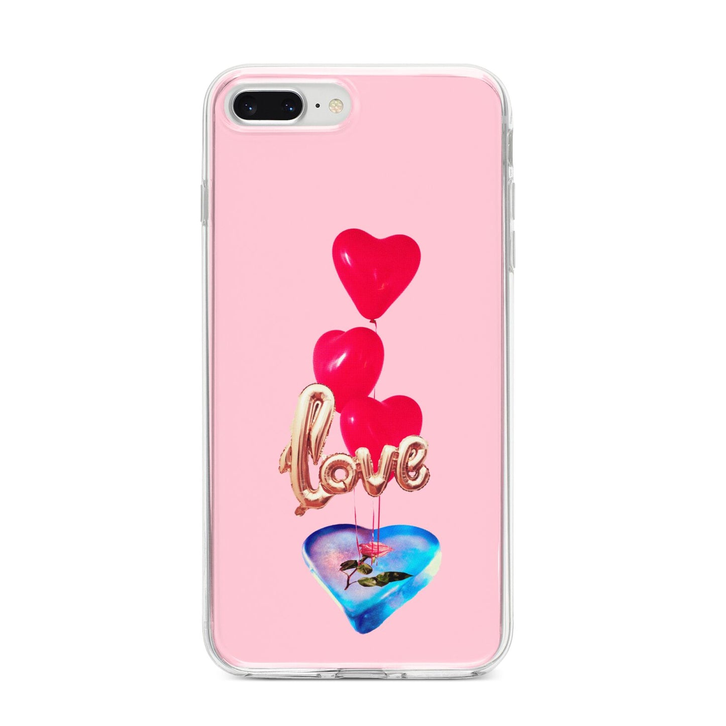 Love bubble balloon iPhone 8 Plus Bumper Case on Silver iPhone