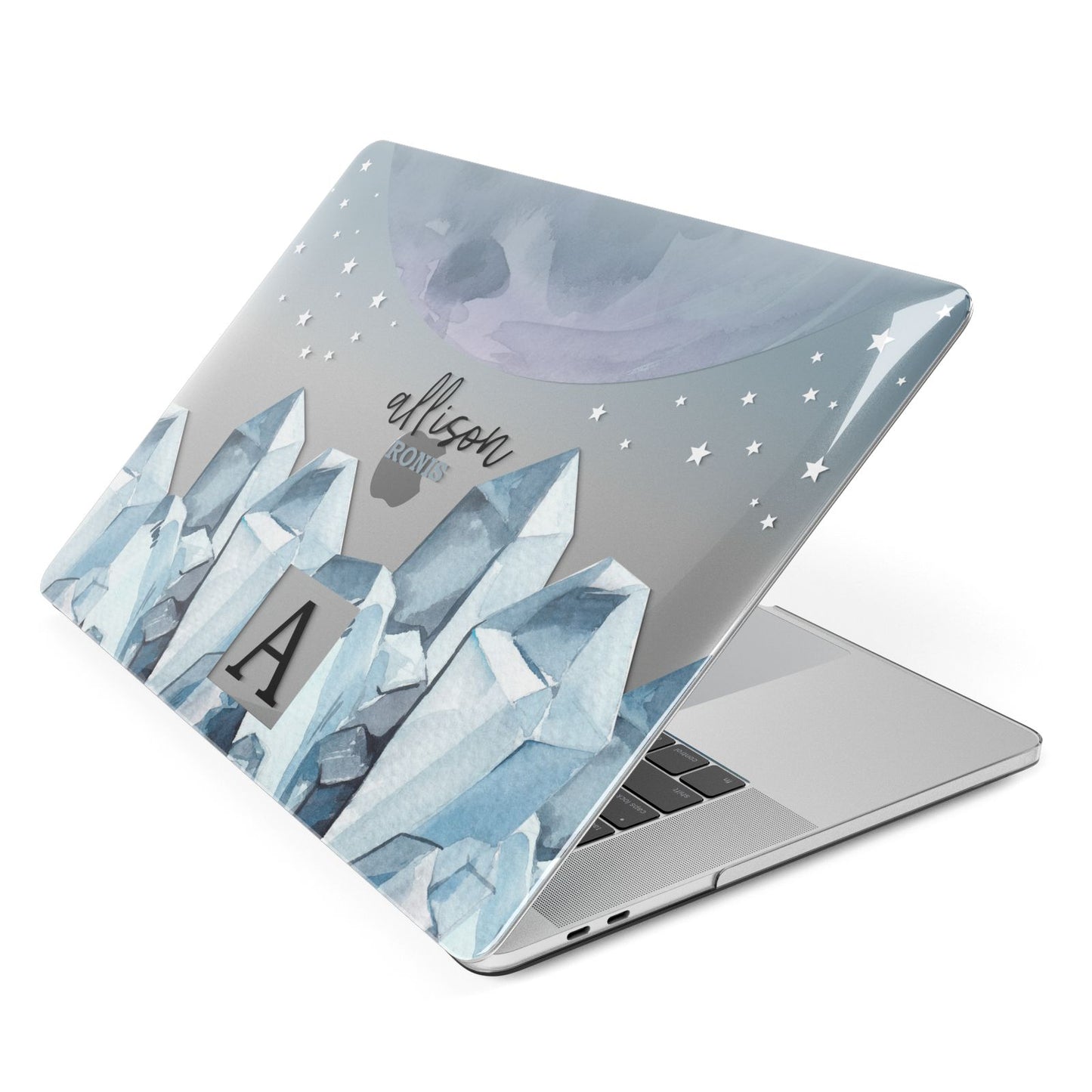 Lunar Crystals Personalised Name Apple MacBook Case Side View