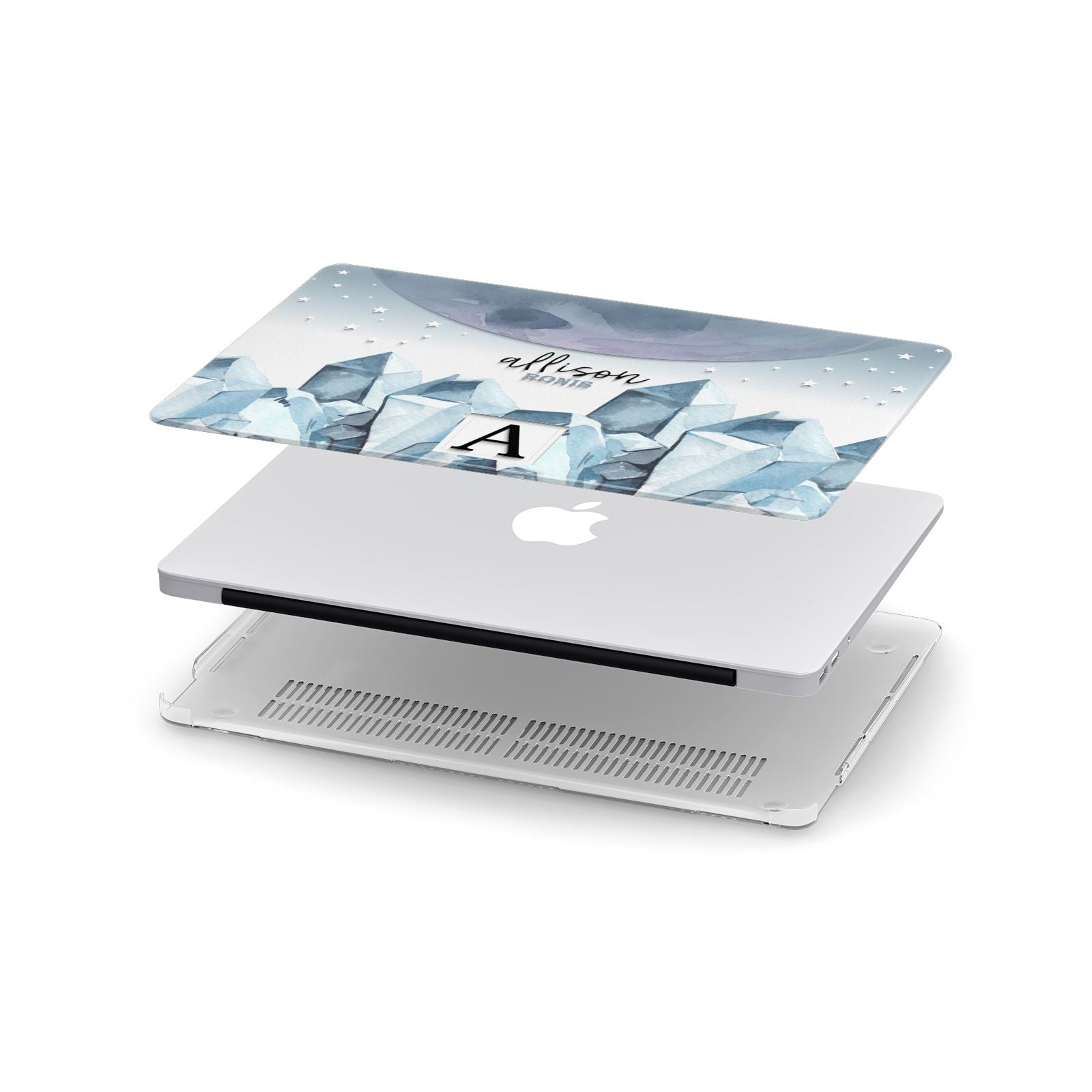 Lunar Crystals Personalised Name Apple MacBook Case in Detail
