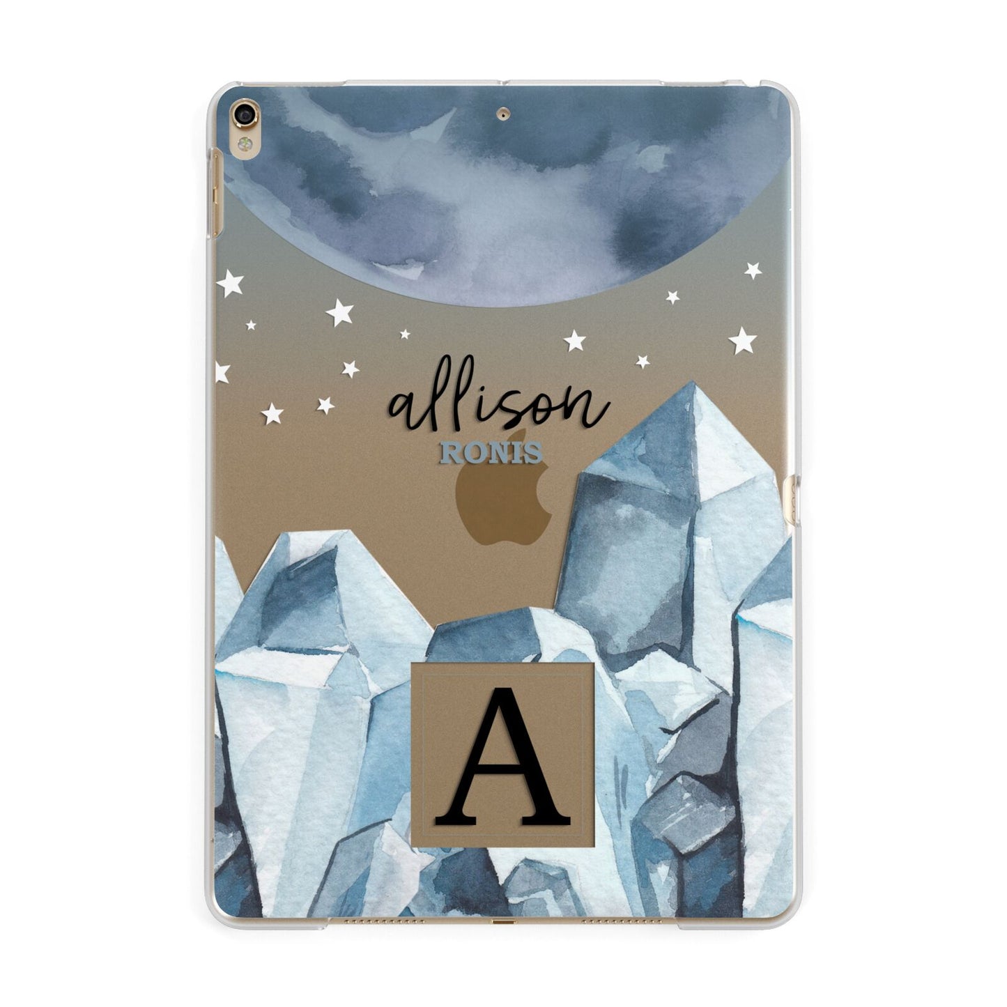 Lunar Crystals Personalised Name Apple iPad Gold Case