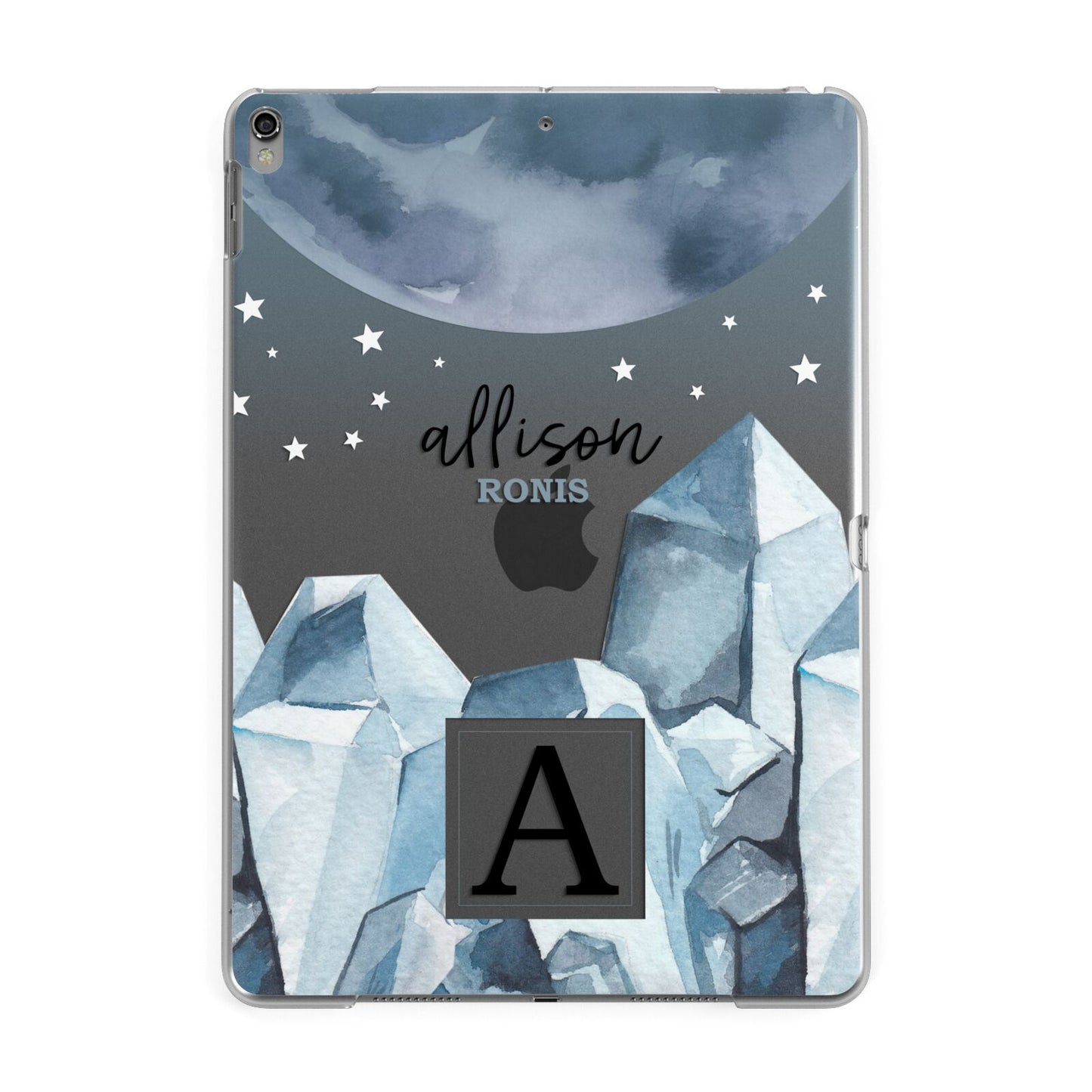 Lunar Crystals Personalised Name Apple iPad Grey Case