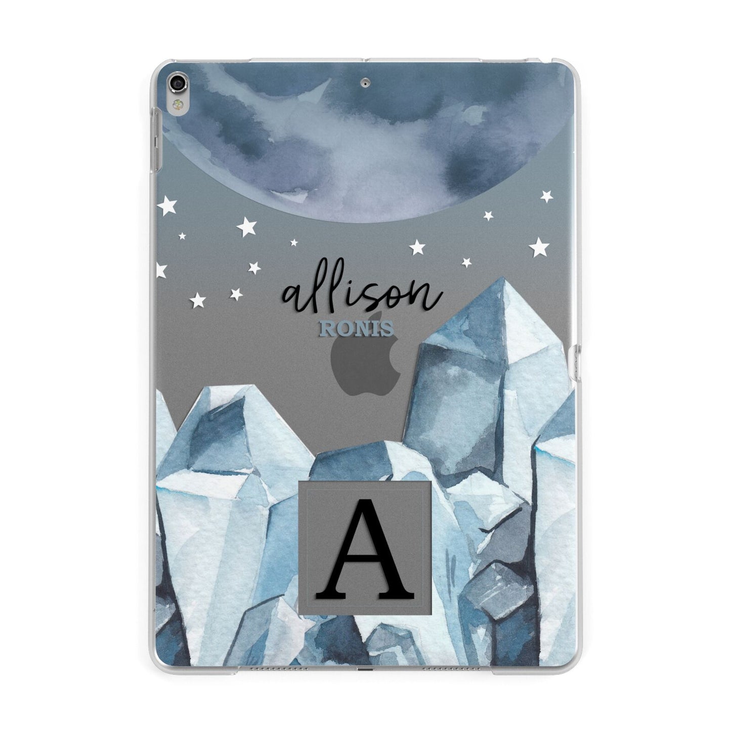 Lunar Crystals Personalised Name Apple iPad Silver Case