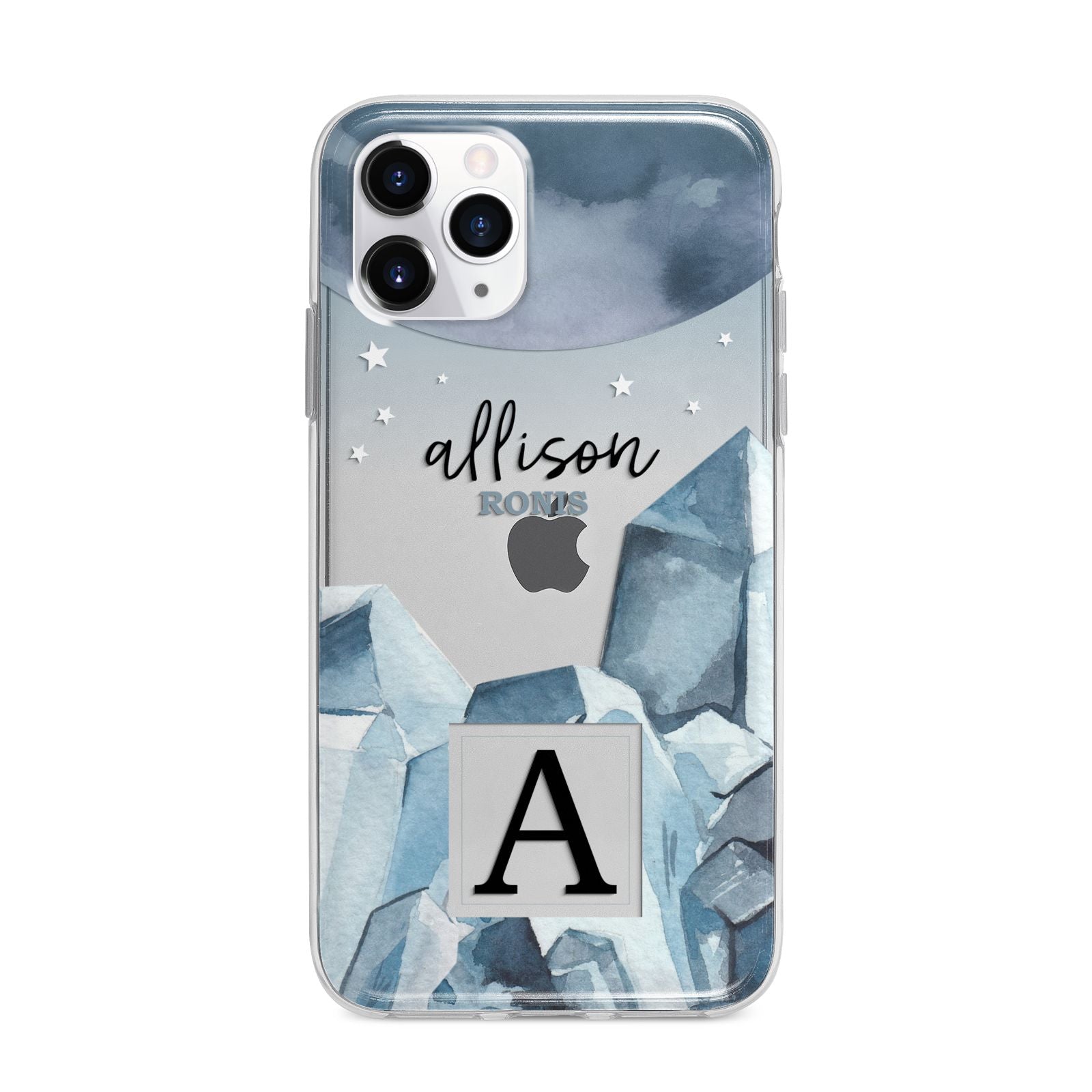 Lunar Crystals Personalised Name Apple iPhone 11 Pro Max in Silver with Bumper Case