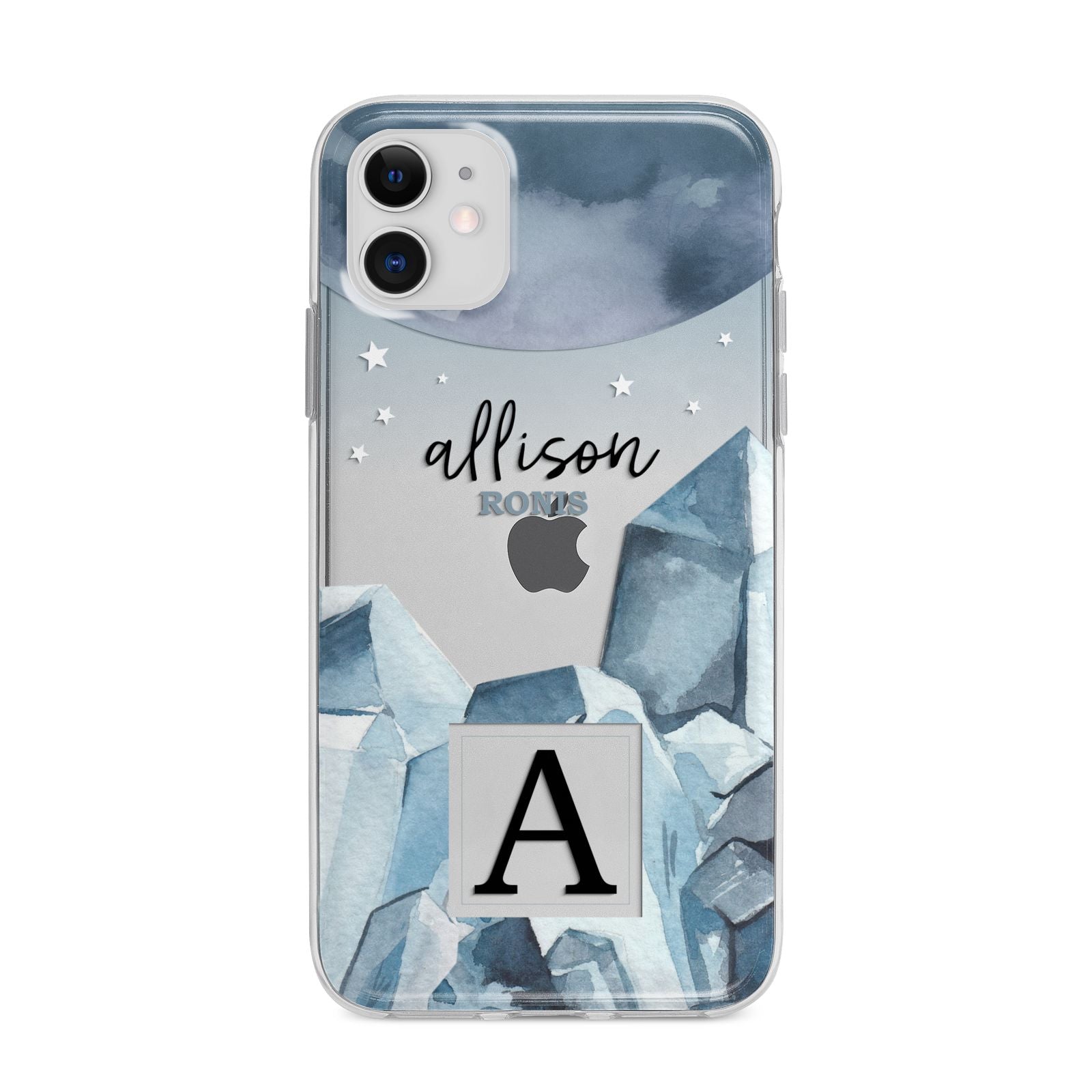 Lunar Crystals Personalised Name Apple iPhone 11 in White with Bumper Case