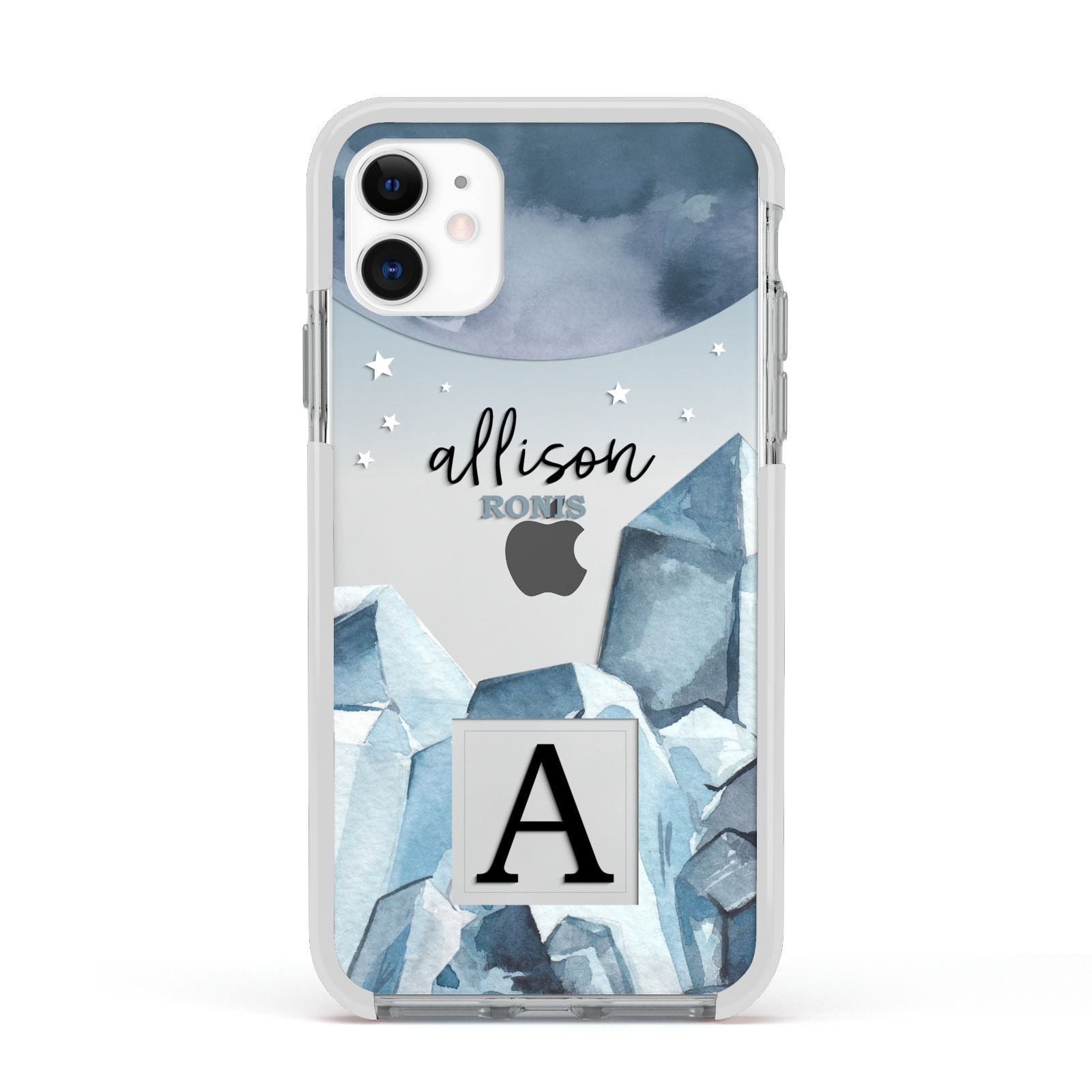 Lunar Crystals Personalised Name Apple iPhone 11 in White with White Impact Case
