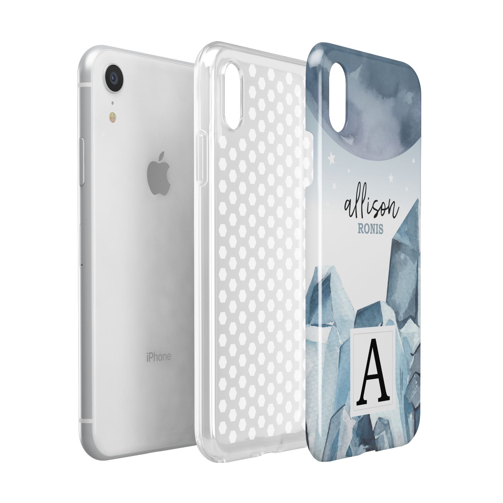 Lunar Crystals Personalised Name Apple iPhone XR White 3D Tough Case Expanded view
