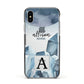 Lunar Crystals Personalised Name Apple iPhone Xs Impact Case Black Edge on Silver Phone
