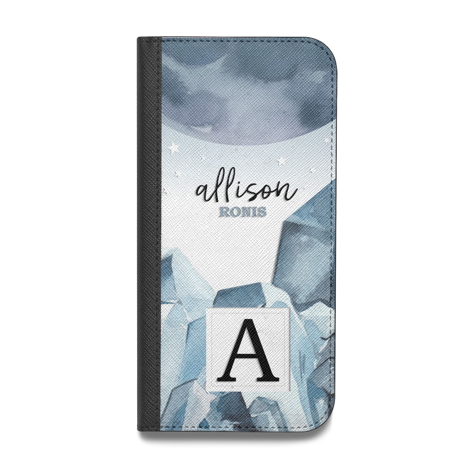 Lunar Crystals Personalised Name Vegan Leather Flip Samsung Case