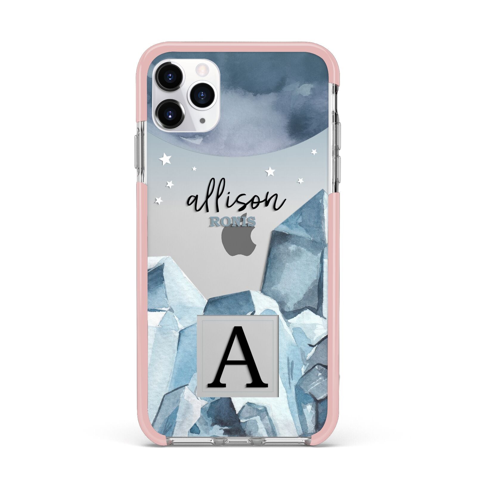 Lunar Crystals Personalised Name iPhone 11 Pro Max Impact Pink Edge Case