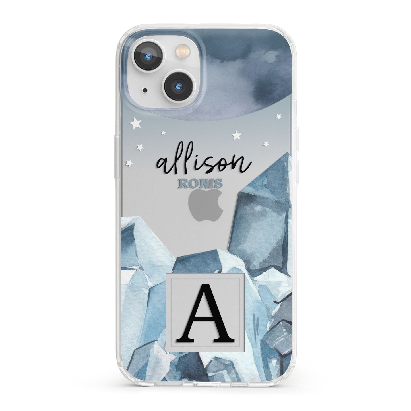 Lunar Crystals Personalised Name iPhone 13 Clear Bumper Case