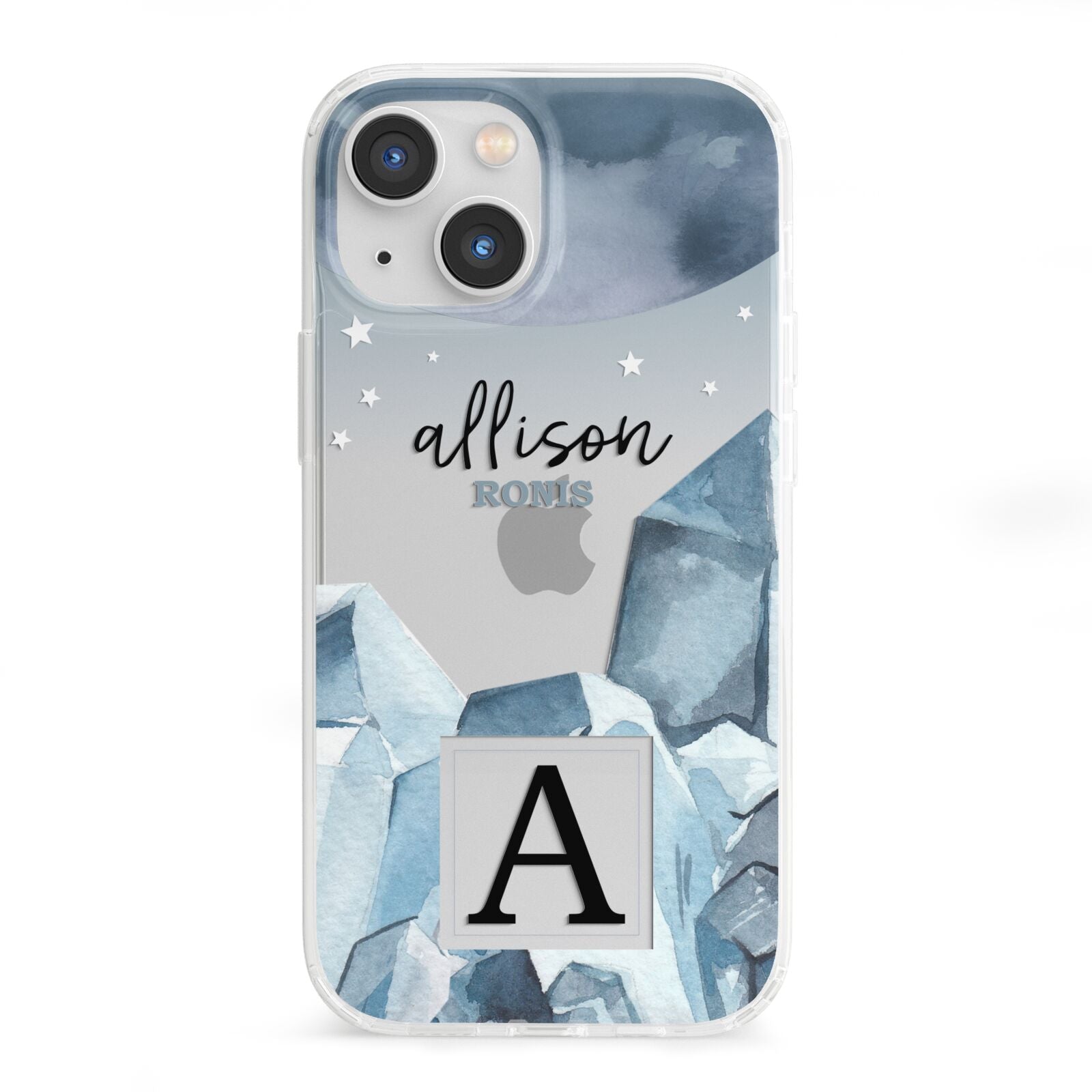 Lunar Crystals Personalised Name iPhone 13 Mini Clear Bumper Case