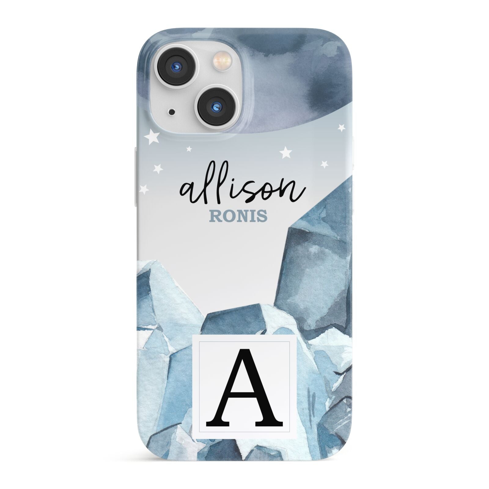 Lunar Crystals Personalised Name iPhone 13 Mini Full Wrap 3D Snap Case