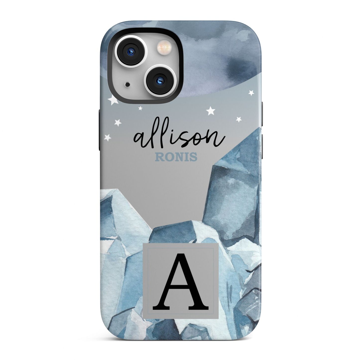 Lunar Crystals Personalised Name iPhone 13 Mini Full Wrap 3D Tough Case