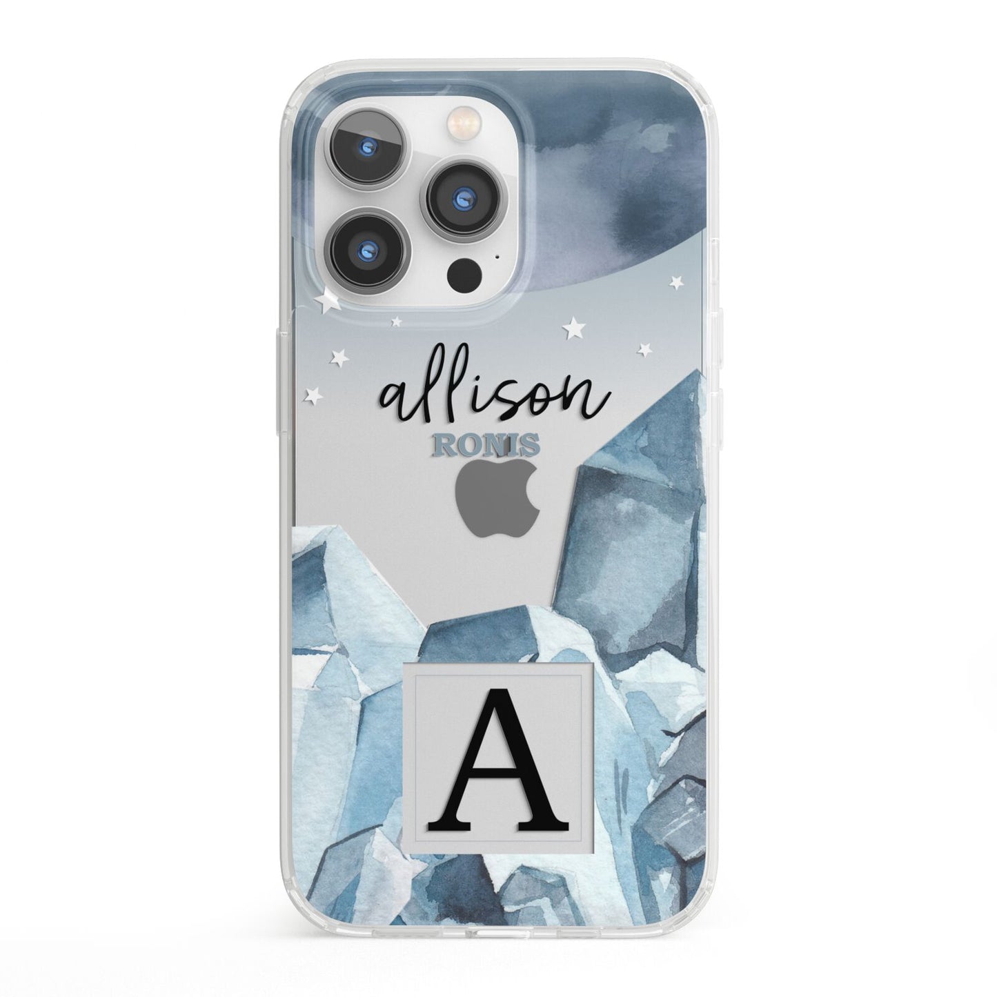 Lunar Crystals Personalised Name iPhone 13 Pro Clear Bumper Case