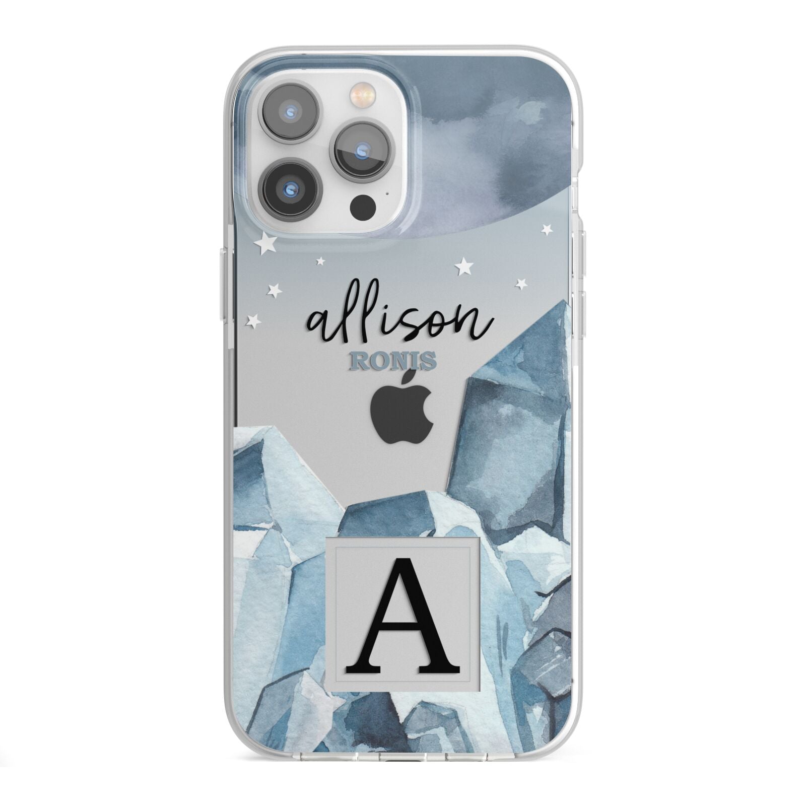 Lunar Crystals Personalised Name iPhone 13 Pro Max TPU Impact Case with White Edges