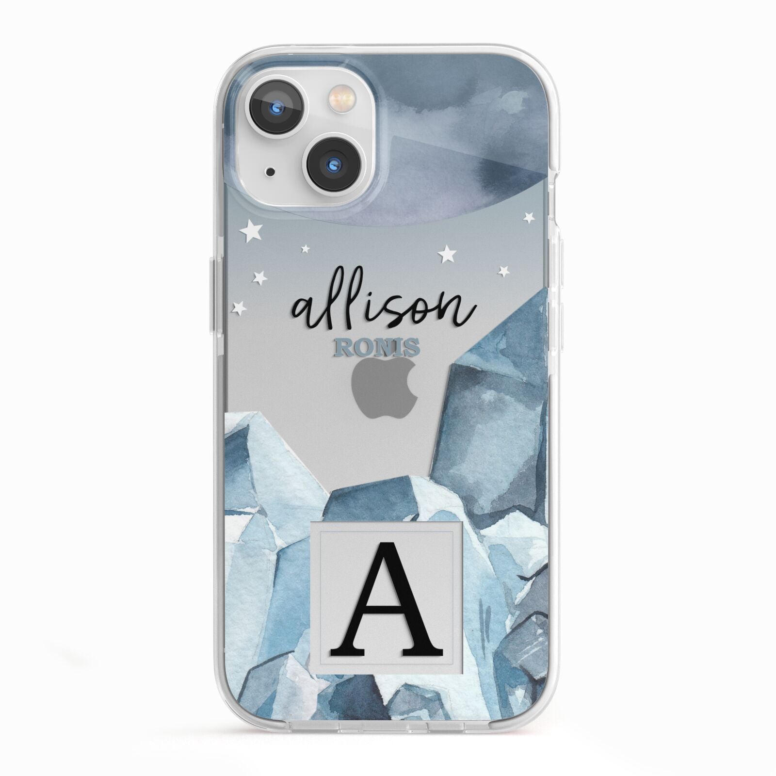 Lunar Crystals Personalised Name iPhone 13 TPU Impact Case with White Edges