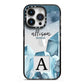 Lunar Crystals Personalised Name iPhone 14 Pro Black Impact Case on Silver phone