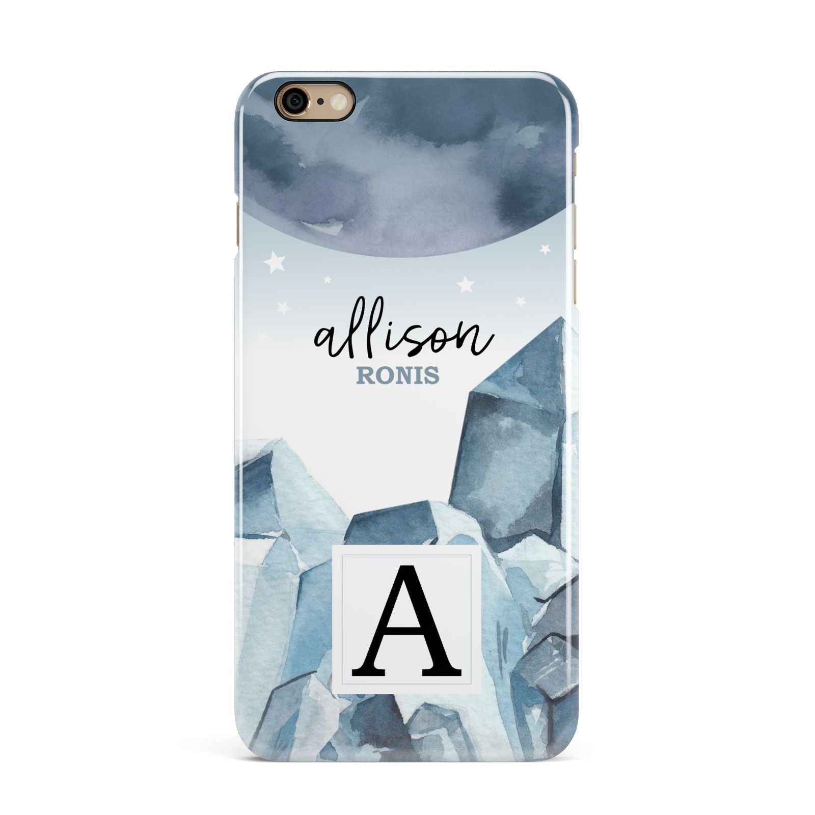 Lunar Crystals Personalised Name iPhone 6 Plus 3D Snap Case on Gold Phone