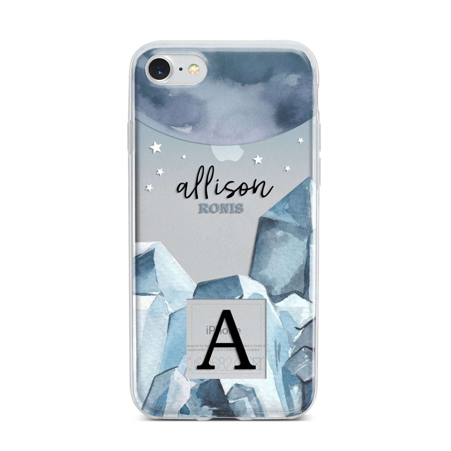 Lunar Crystals Personalised Name iPhone 7 Bumper Case on Silver iPhone