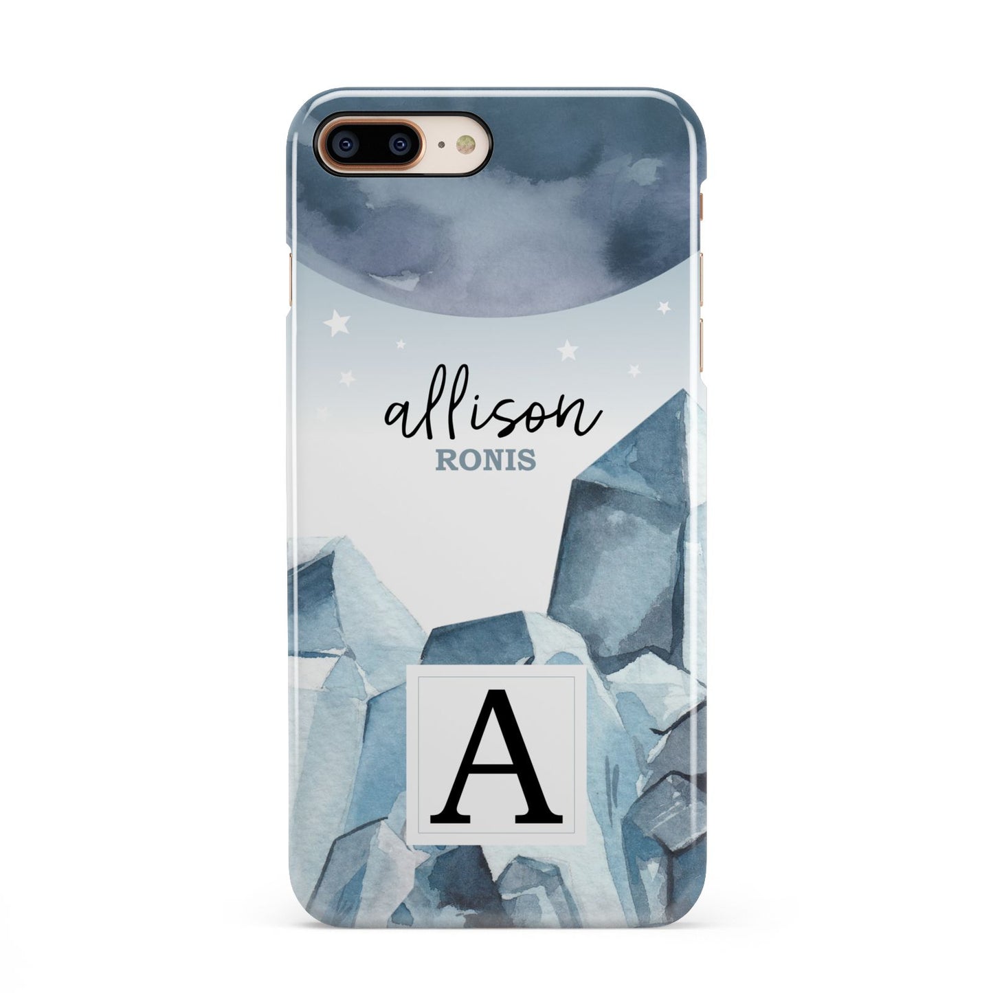 Lunar Crystals Personalised Name iPhone 8 Plus 3D Snap Case on Gold Phone
