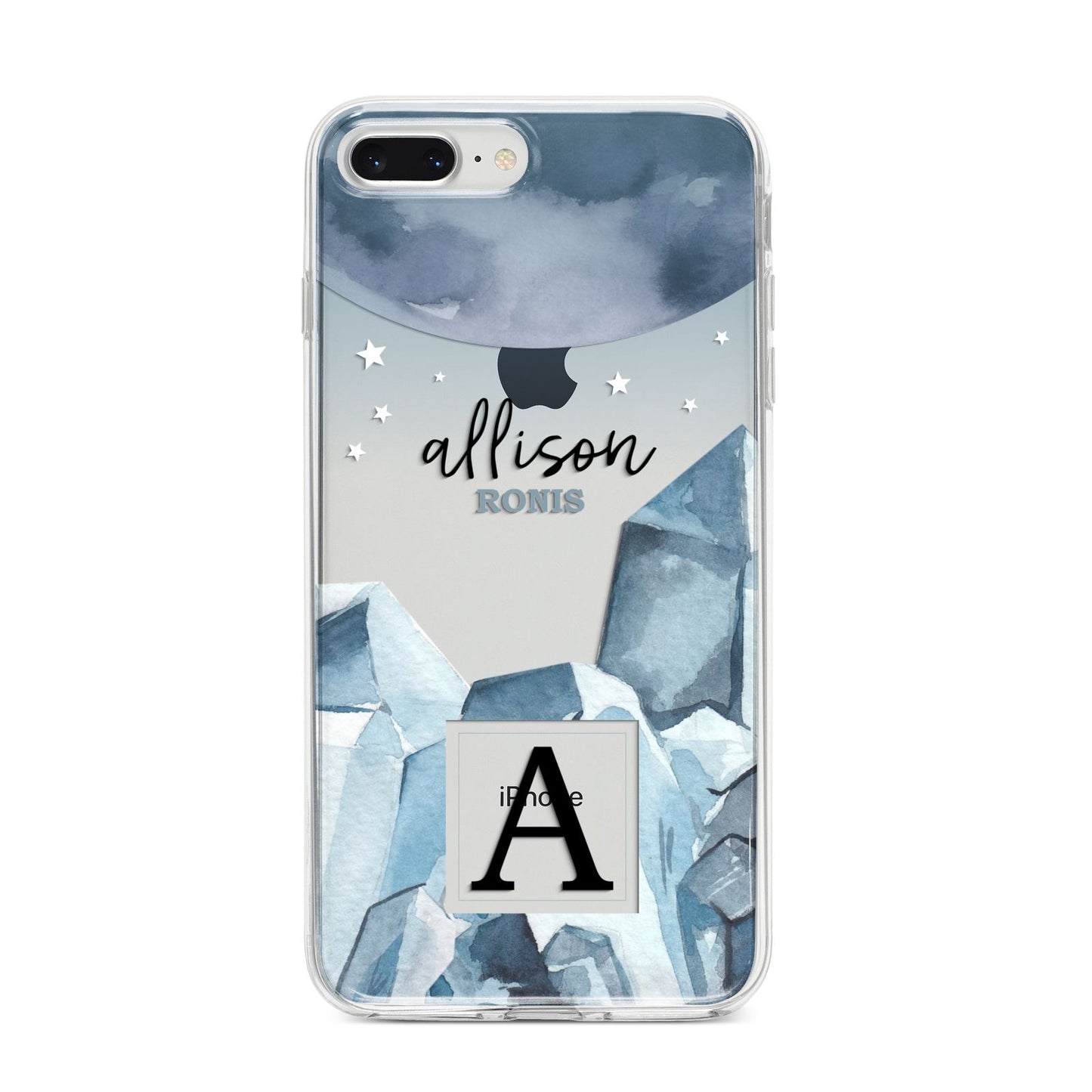 Lunar Crystals Personalised Name iPhone 8 Plus Bumper Case on Silver iPhone