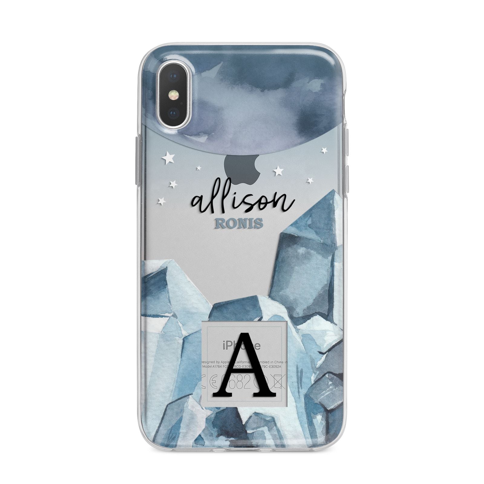 Lunar Crystals Personalised Name iPhone X Bumper Case on Silver iPhone Alternative Image 1