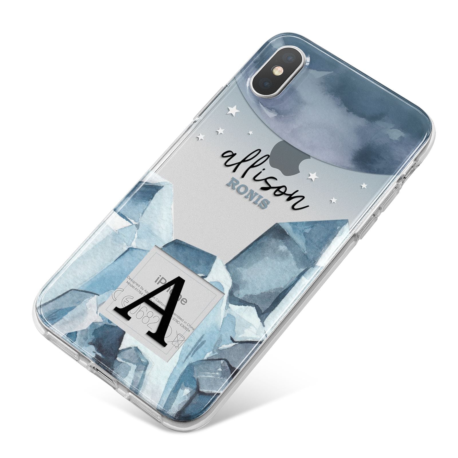 Lunar Crystals Personalised Name iPhone X Bumper Case on Silver iPhone
