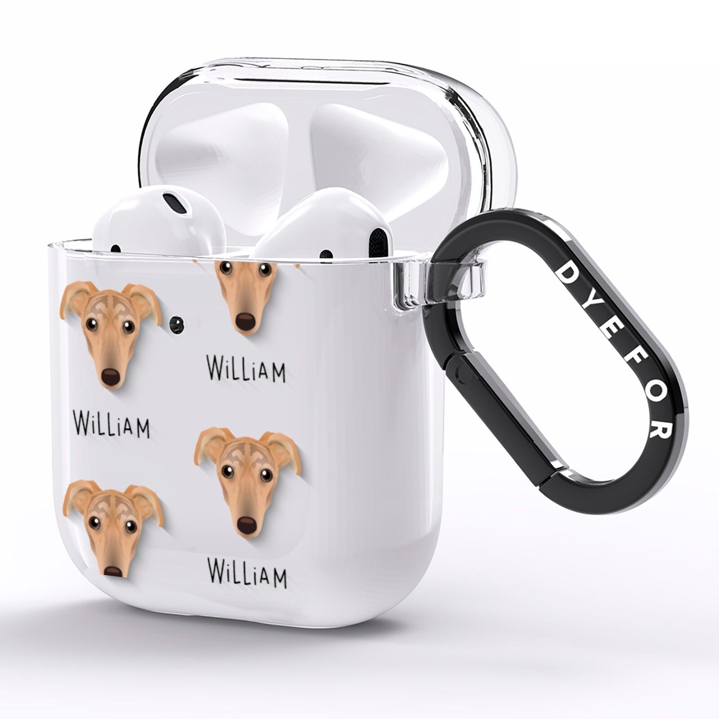 Lurcher Icon with Name AirPods Clear Case Side Image