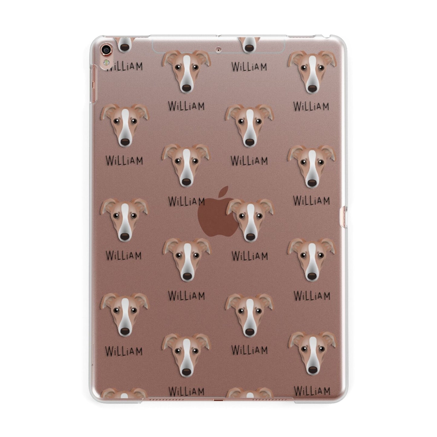Lurcher Icon with Name Apple iPad Rose Gold Case