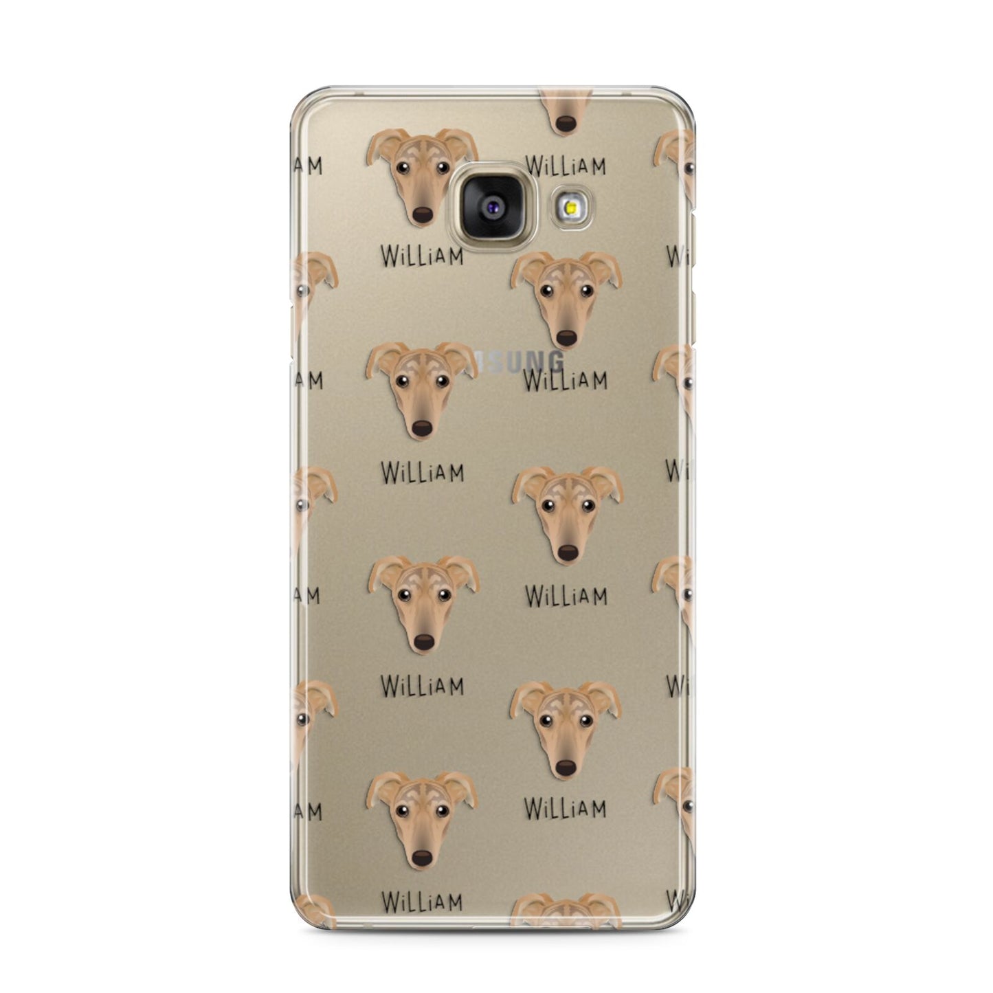 Lurcher Icon with Name Samsung Galaxy A3 2016 Case on gold phone