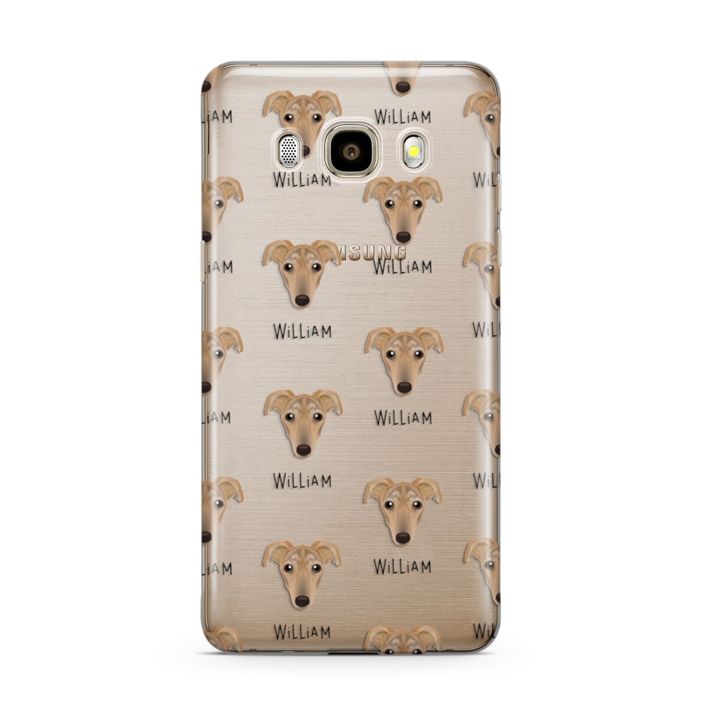 Lurcher Icon with Name Samsung Galaxy J7 2016 Case on gold phone