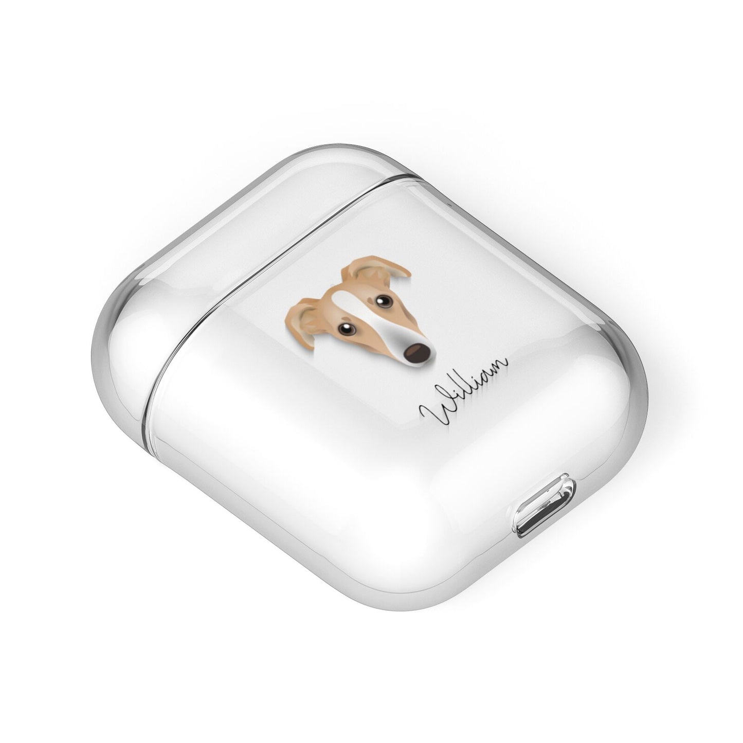 Lurcher Personalised AirPods Case Laid Flat