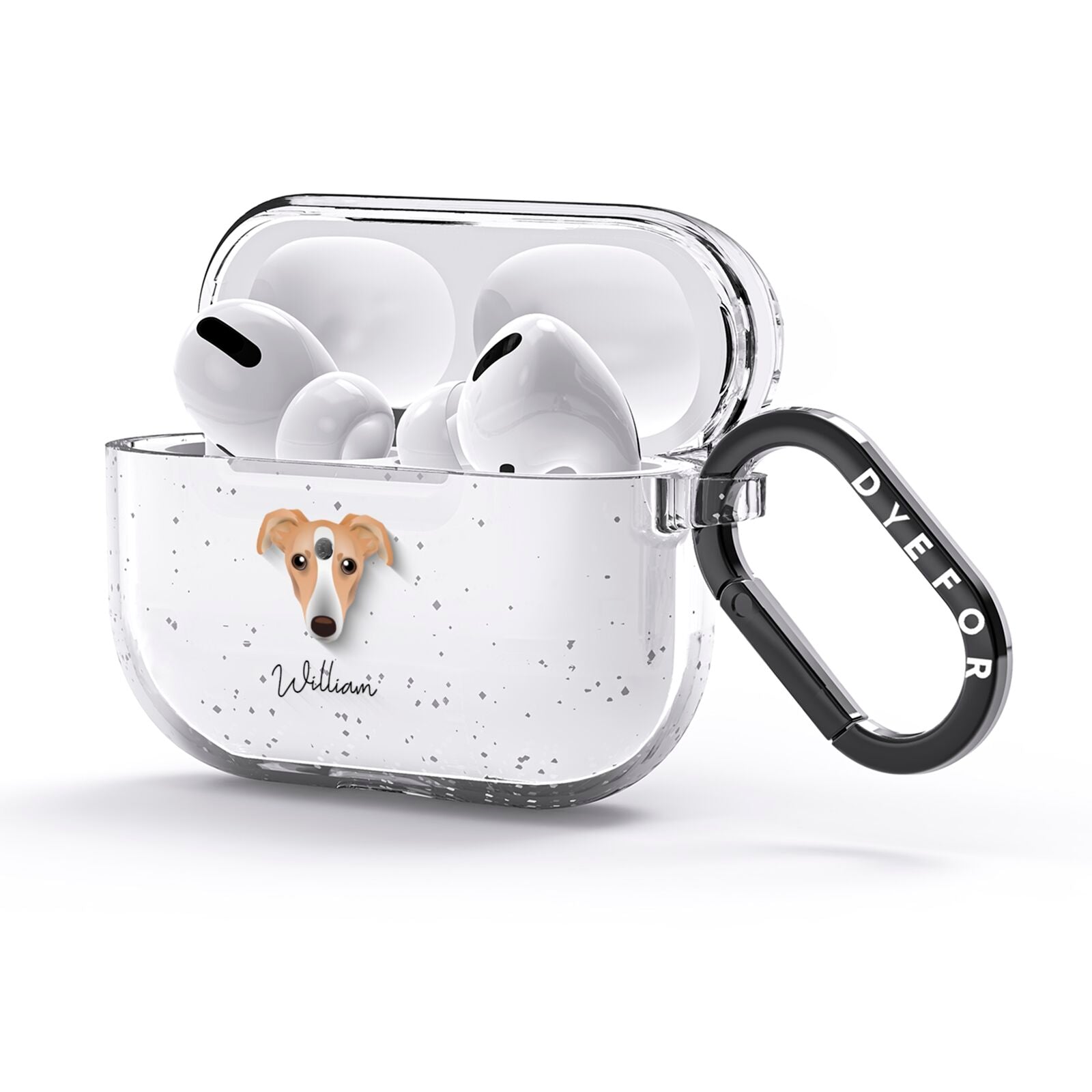 Lurcher Personalised AirPods Glitter Case 3rd Gen Side Image