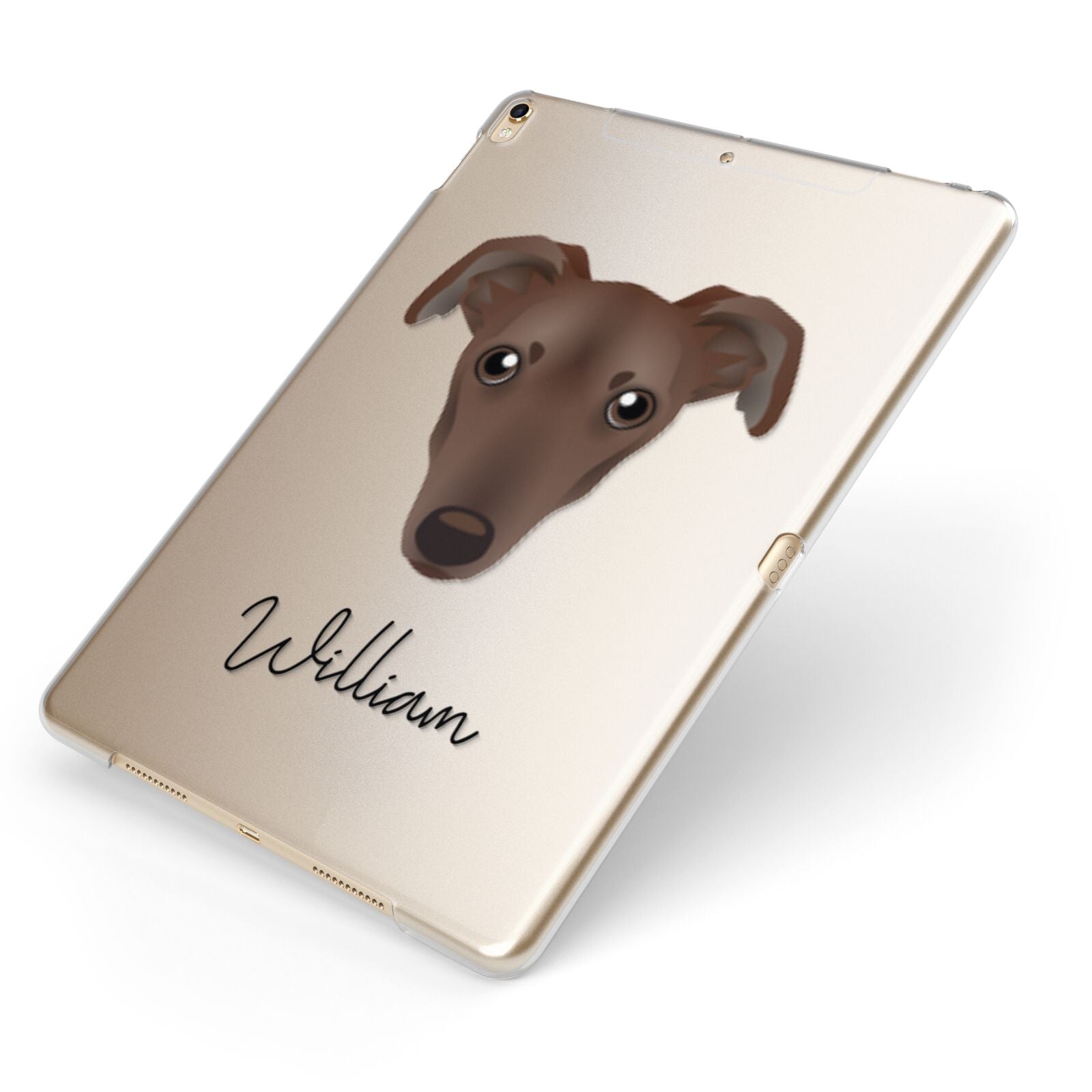 Lurcher Personalised Apple iPad Case on Gold iPad Side View