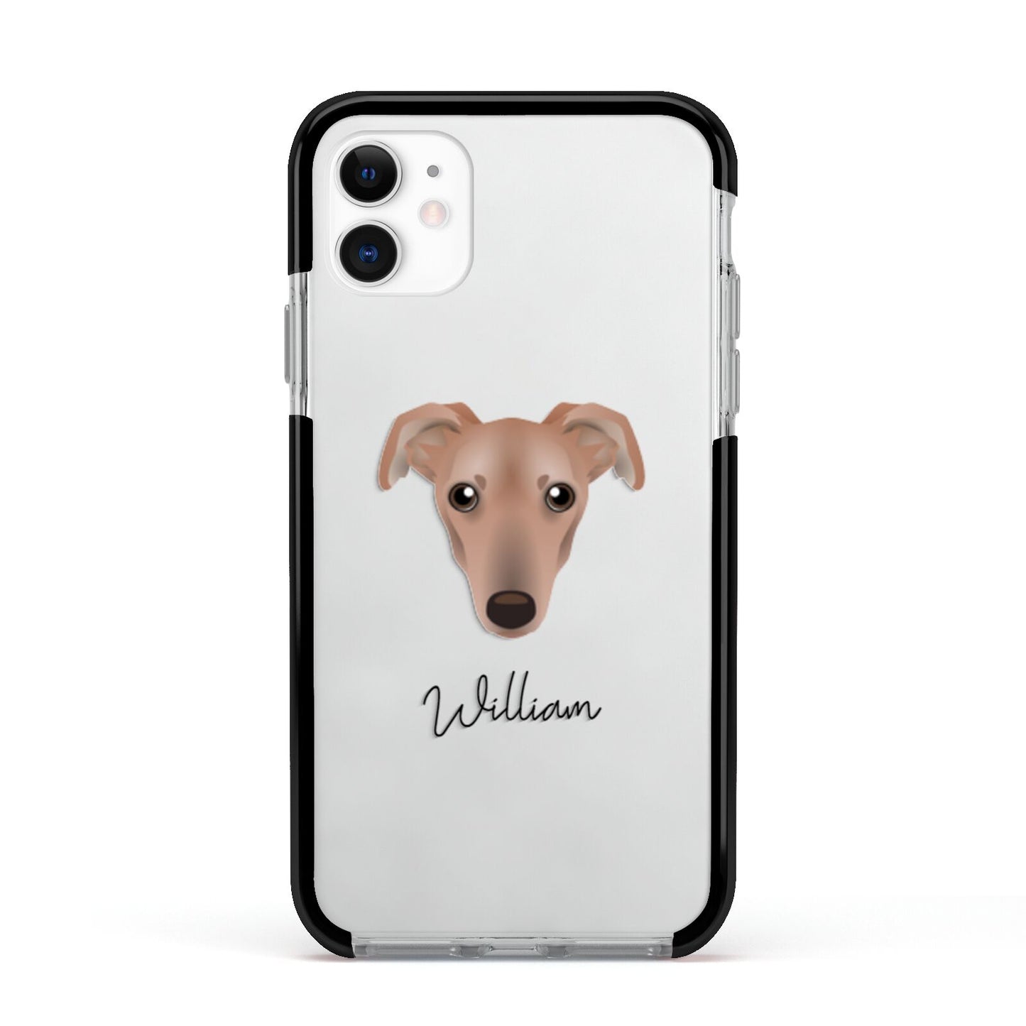 Lurcher Personalised Apple iPhone 11 in White with Black Impact Case