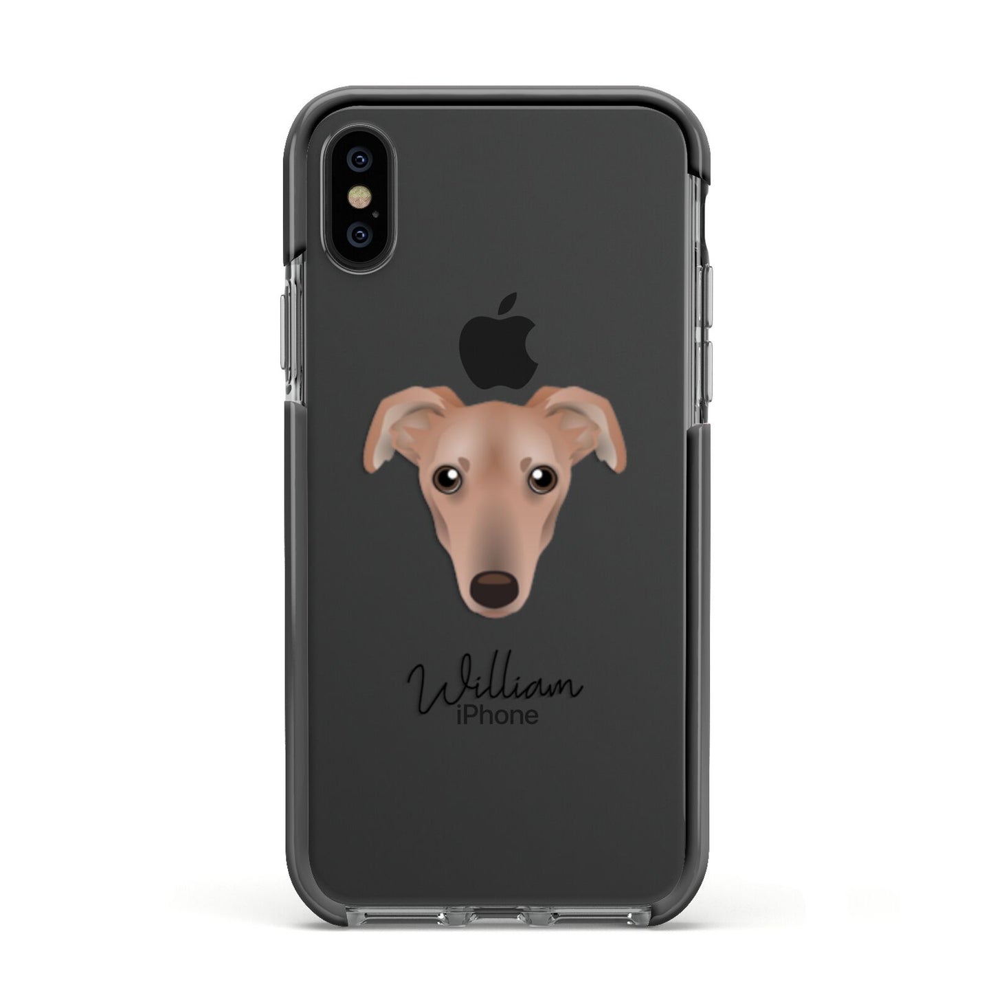 Lurcher Personalised Apple iPhone Xs Impact Case Black Edge on Black Phone