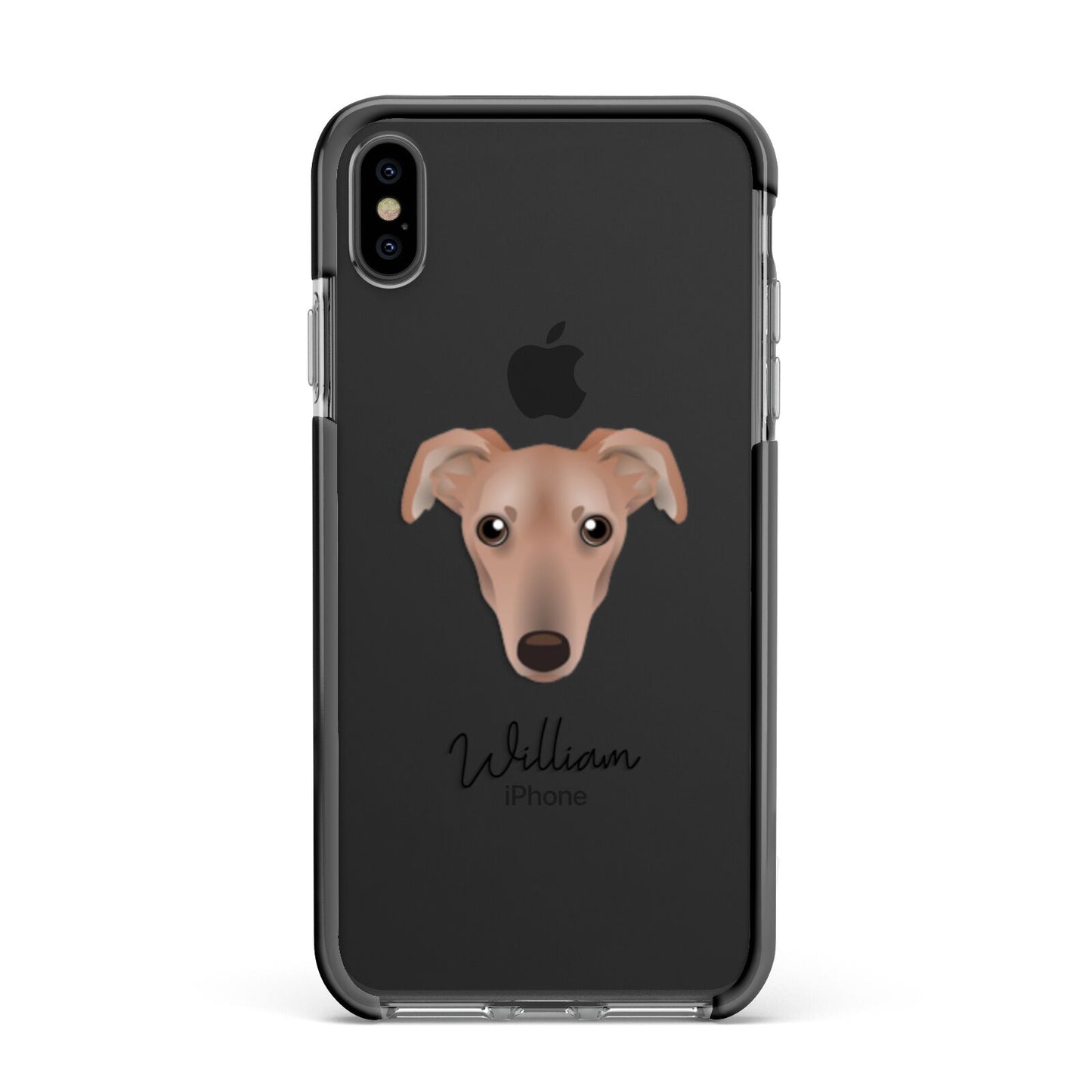 Lurcher Personalised Apple iPhone Xs Max Impact Case Black Edge on Black Phone