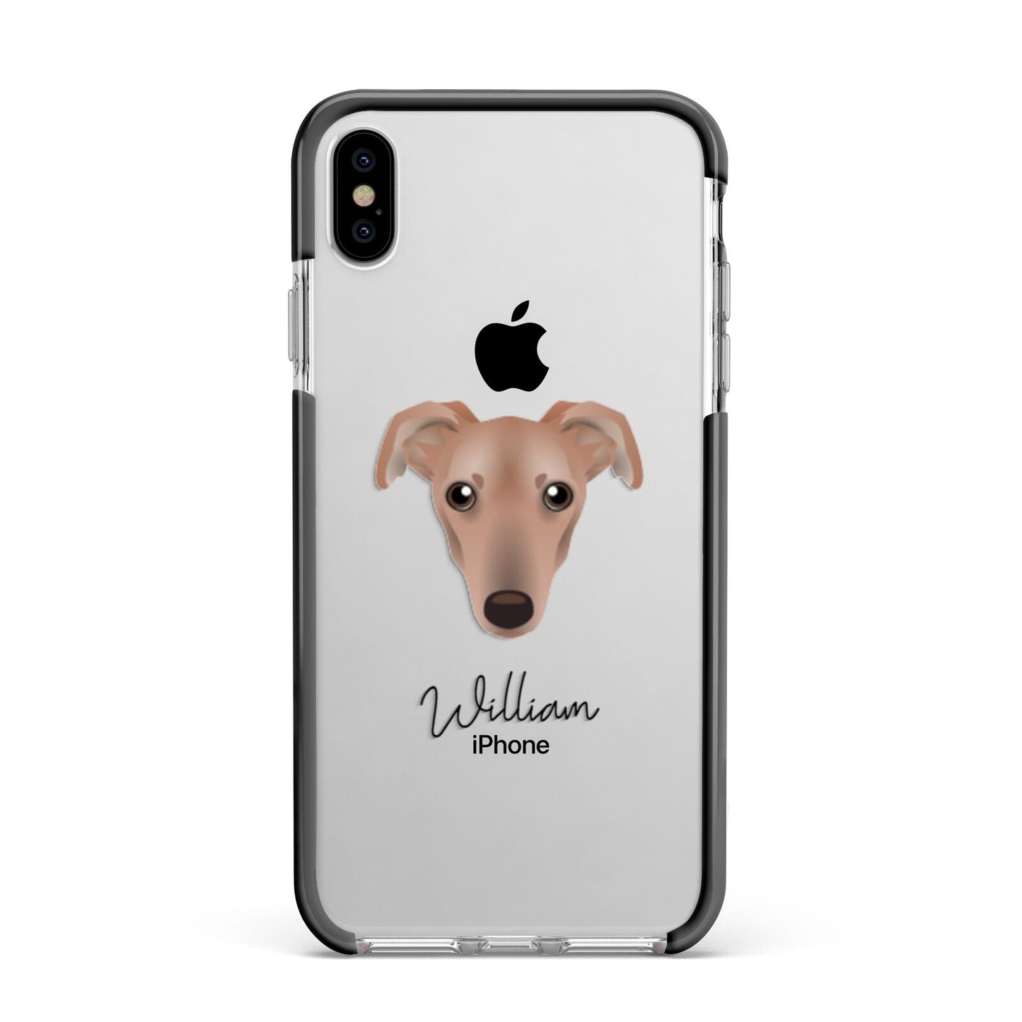 Lurcher Personalised Apple iPhone Xs Max Impact Case Black Edge on Silver Phone