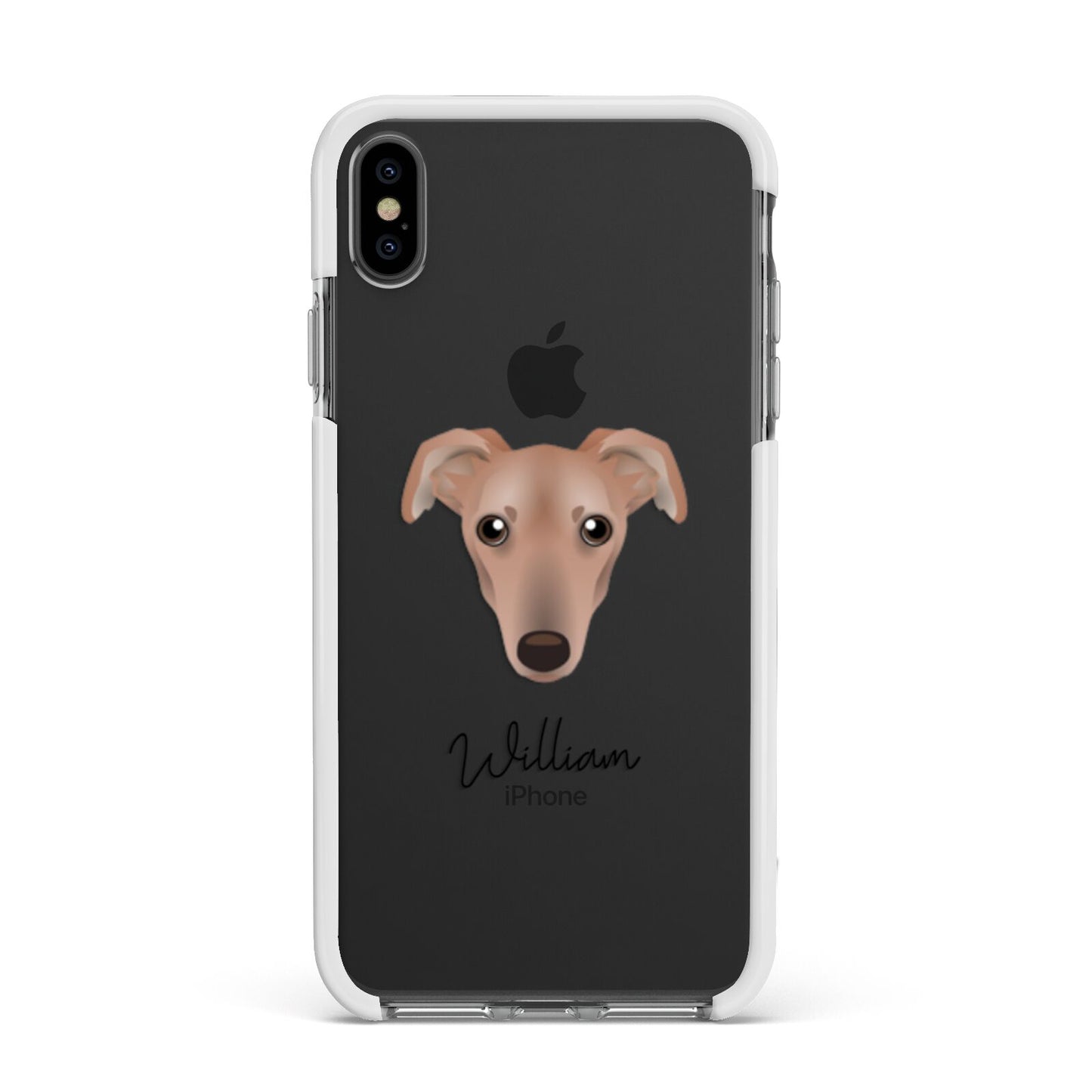 Lurcher Personalised Apple iPhone Xs Max Impact Case White Edge on Black Phone
