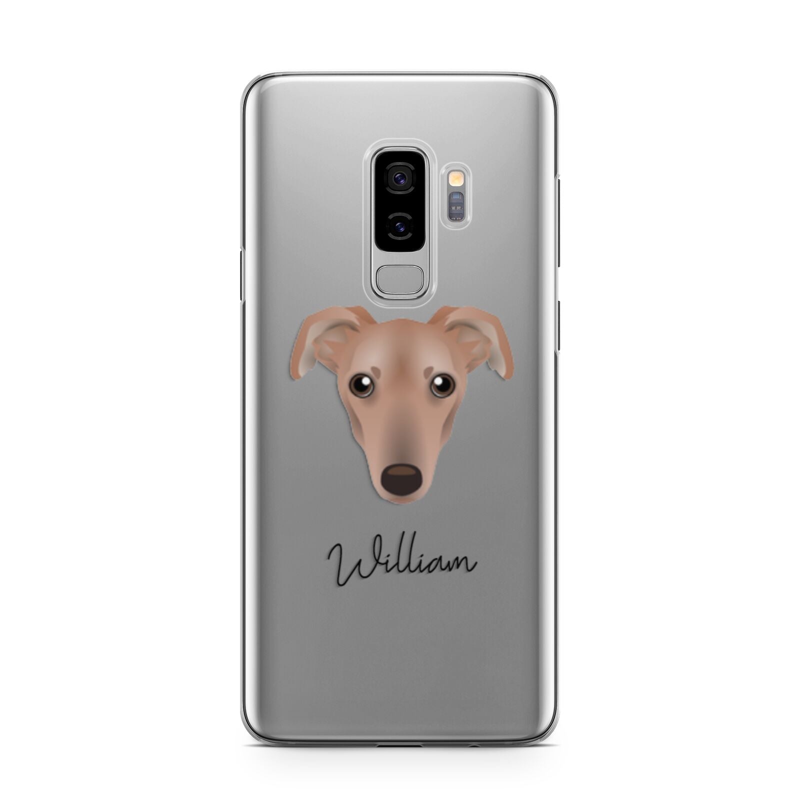 Lurcher Personalised Samsung Galaxy S9 Plus Case on Silver phone