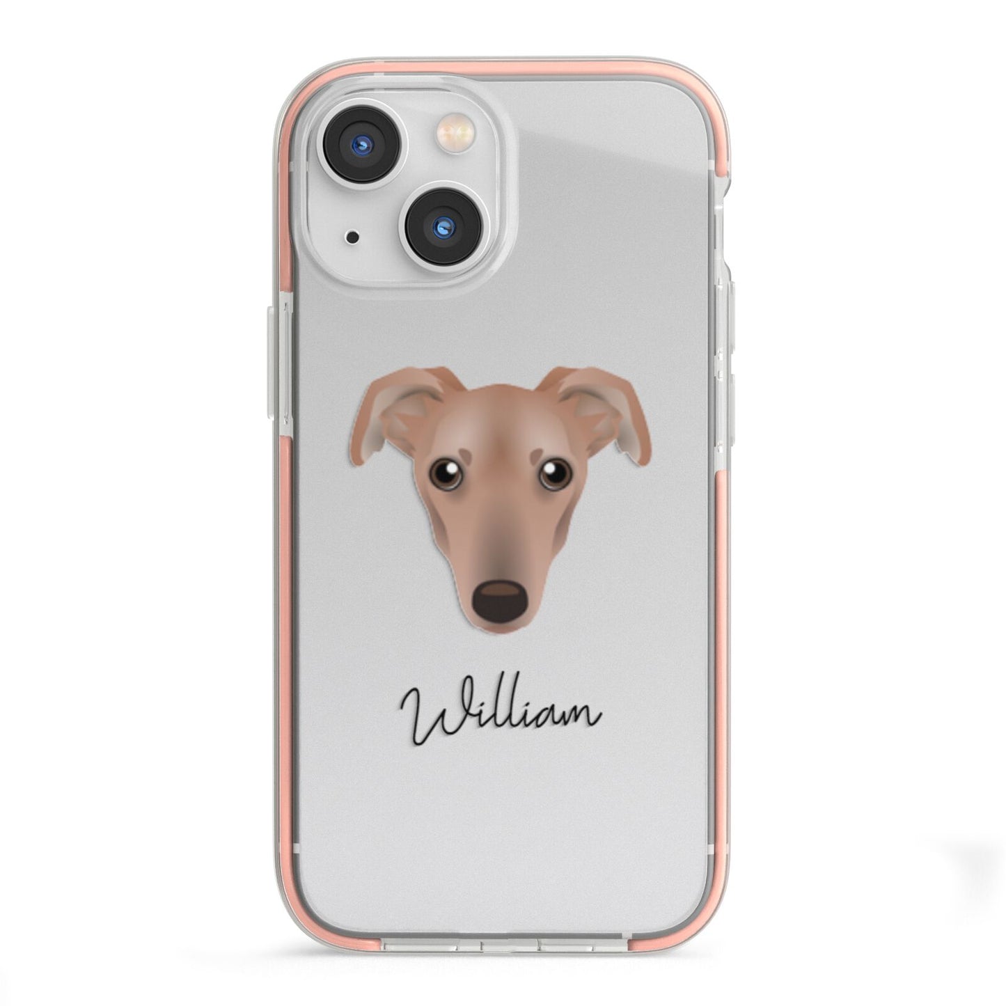 Lurcher Personalised iPhone 13 Mini TPU Impact Case with Pink Edges