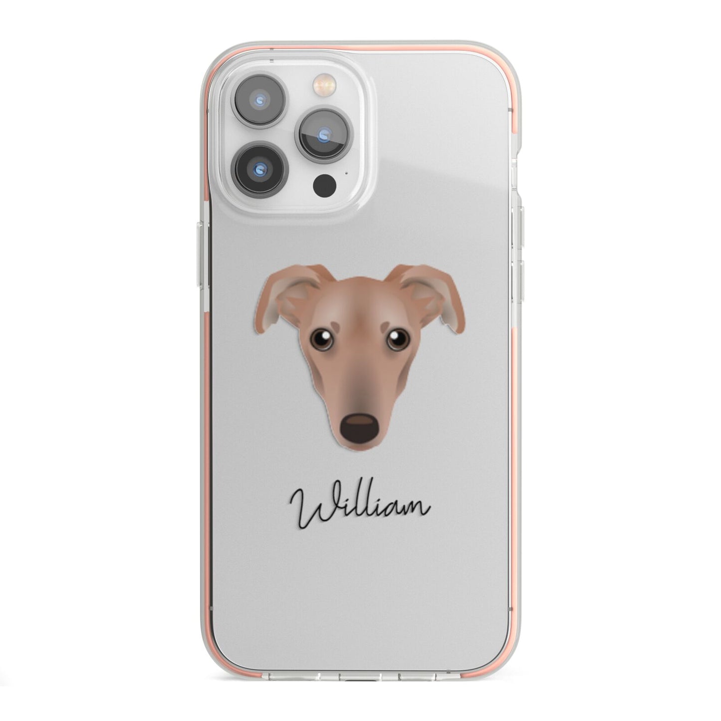 Lurcher Personalised iPhone 13 Pro Max TPU Impact Case with Pink Edges