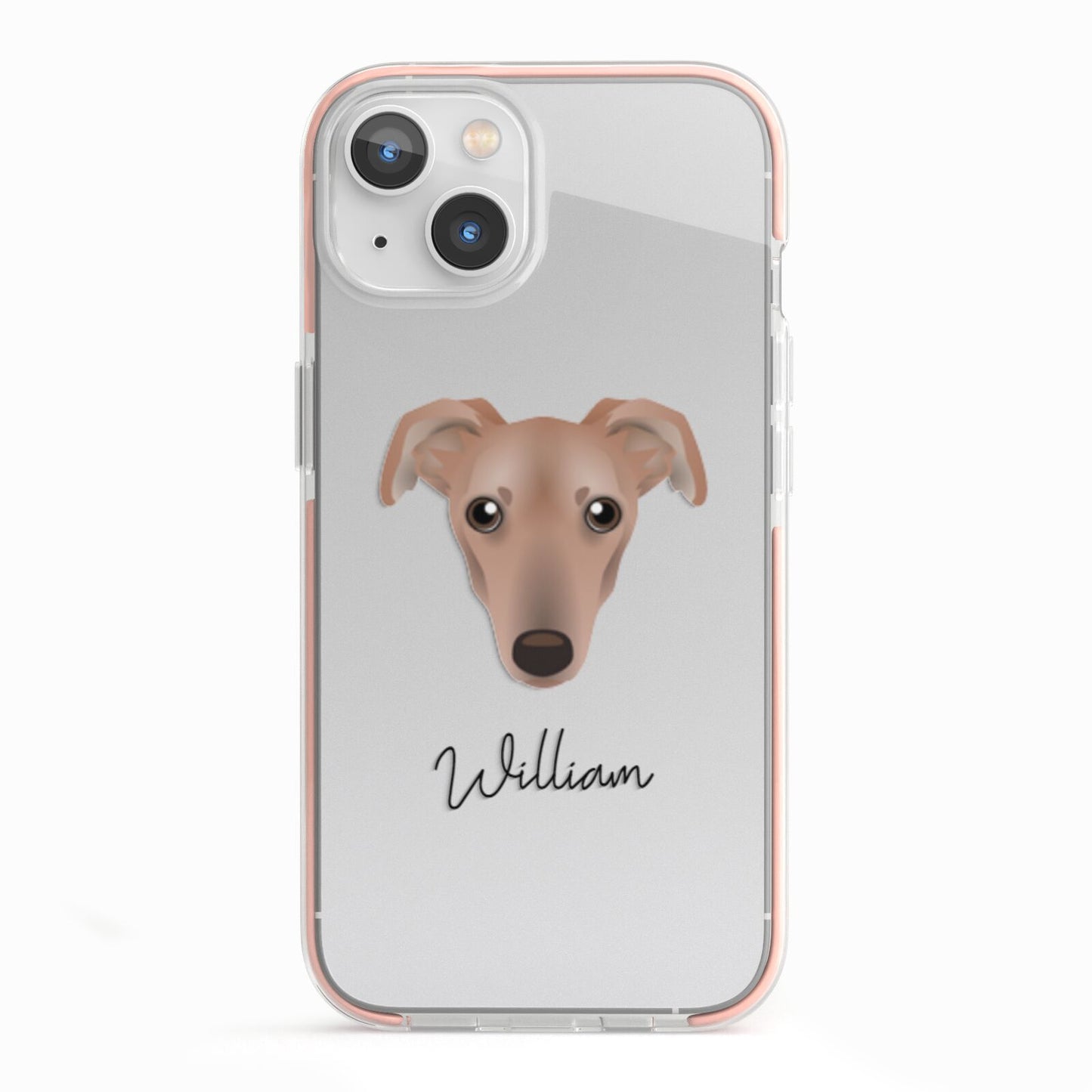 Lurcher Personalised iPhone 13 TPU Impact Case with Pink Edges