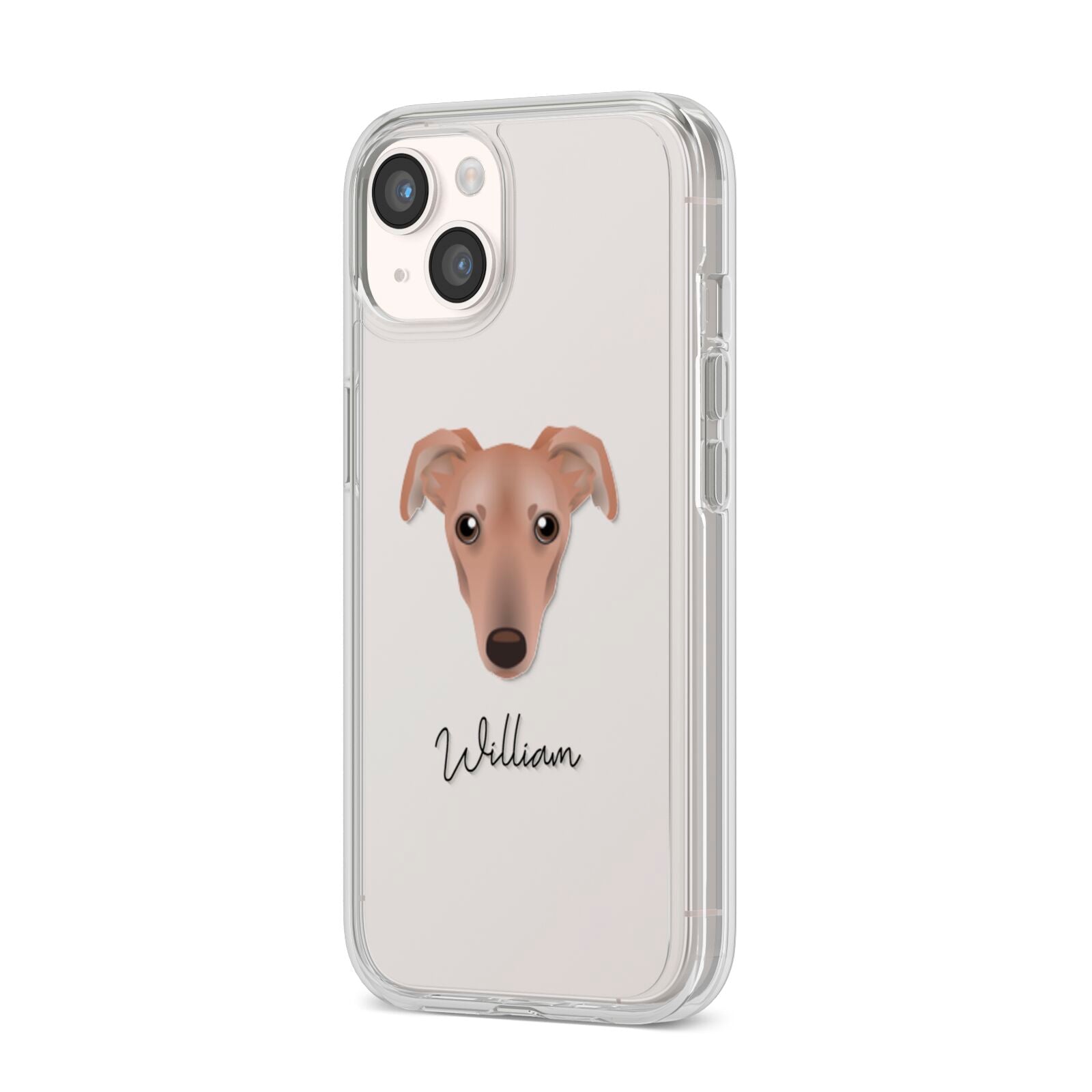 Lurcher Personalised iPhone 14 Clear Tough Case Starlight Angled Image
